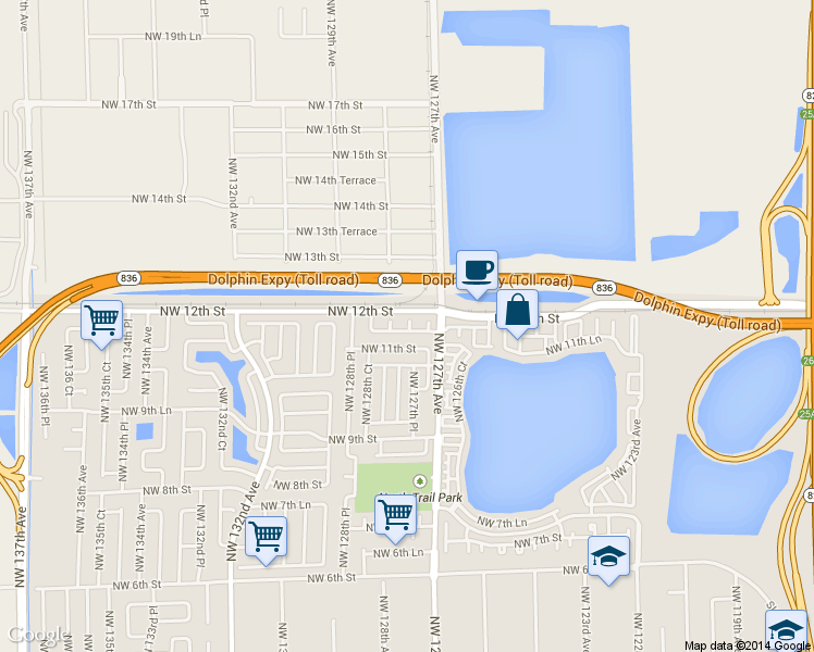 map of restaurants, bars, coffee shops, grocery stores, and more near 1162 Northwest 127th Court in Miami