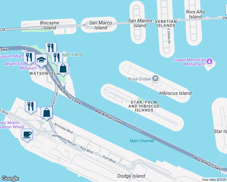 map of restaurants, bars, coffee shops, grocery stores, and more near 269 Palm Avenue in Miami Beach