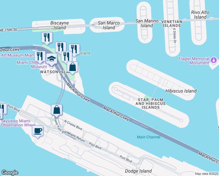 map of restaurants, bars, coffee shops, grocery stores, and more near 312 Palm Avenue in Miami Beach