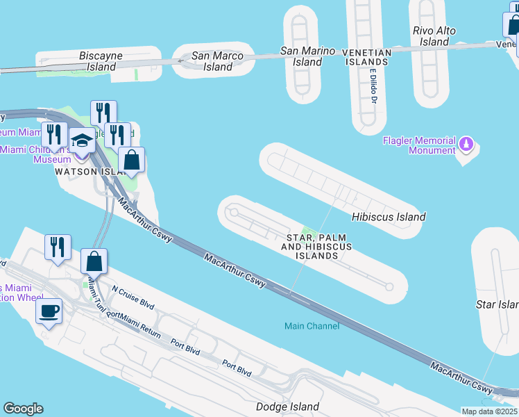 map of restaurants, bars, coffee shops, grocery stores, and more near 269 Palm Avenue in Miami Beach