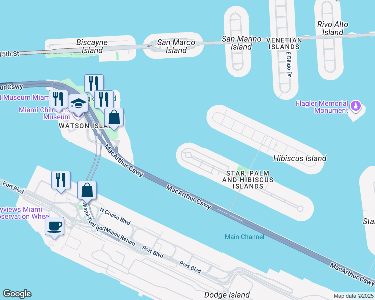 map of restaurants, bars, coffee shops, grocery stores, and more near 312 Palm Avenue in Miami Beach