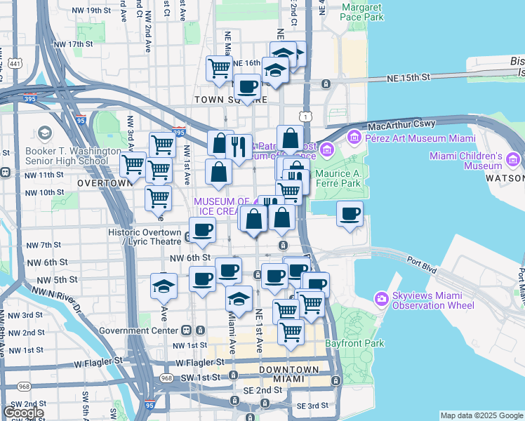 map of restaurants, bars, coffee shops, grocery stores, and more near 135 Northeast 8th Street in Homestead