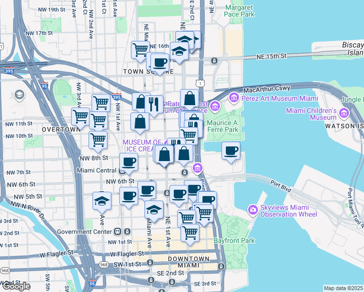 map of restaurants, bars, coffee shops, grocery stores, and more near 164 Northeast 9th Street in Homestead