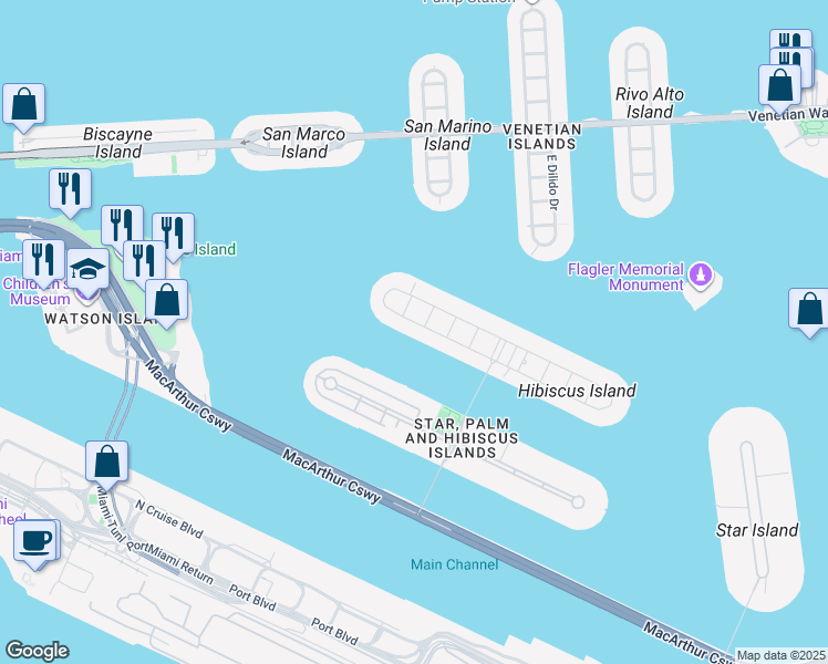 map of restaurants, bars, coffee shops, grocery stores, and more near 394 South Hibiscus Drive in Miami Beach