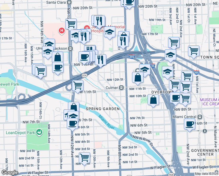 map of restaurants, bars, coffee shops, grocery stores, and more near 1171 Northwest 8th Court in Miami
