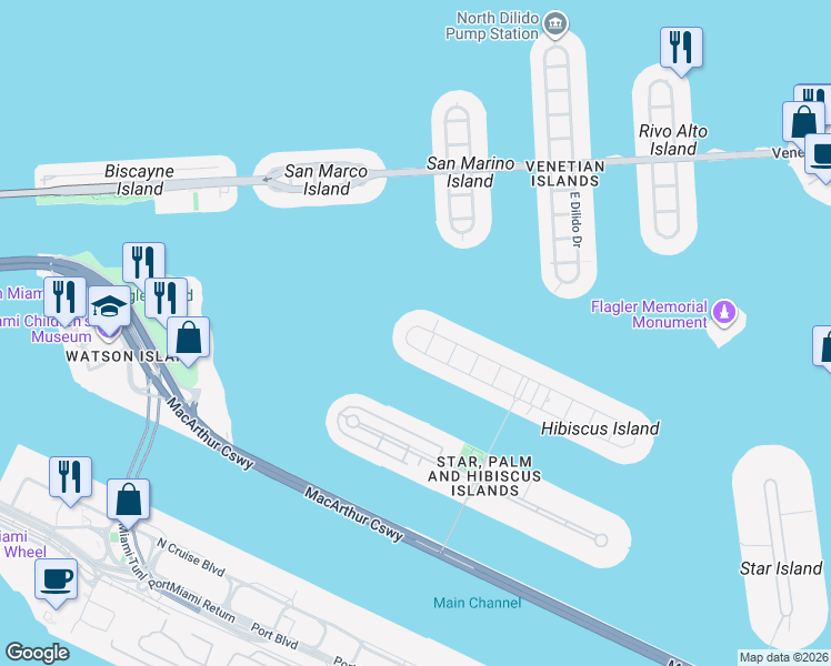 map of restaurants, bars, coffee shops, grocery stores, and more near 420 North Hibiscus Drive in Miami Beach