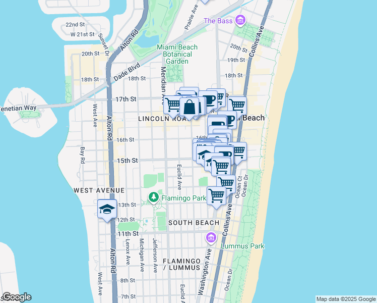 map of restaurants, bars, coffee shops, grocery stores, and more near 1526 Pennsylvania Avenue in Miami Beach