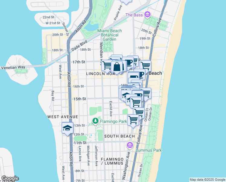 map of restaurants, bars, coffee shops, grocery stores, and more near 1526 Pennsylvania Avenue in Miami Beach