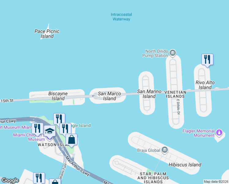 map of restaurants, bars, coffee shops, grocery stores, and more near in Miami