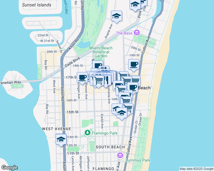 map of restaurants, bars, coffee shops, grocery stores, and more near 603 Lincoln Road in Miami Beach