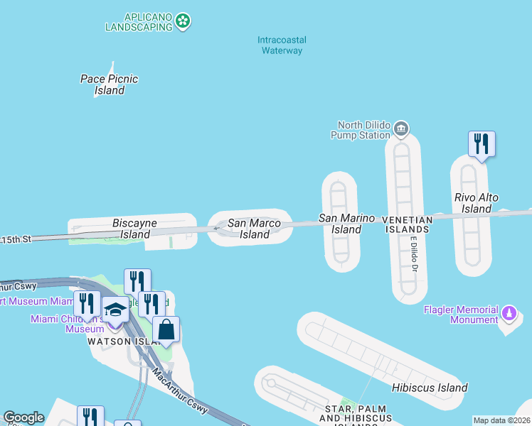 map of restaurants, bars, coffee shops, grocery stores, and more near in Miami