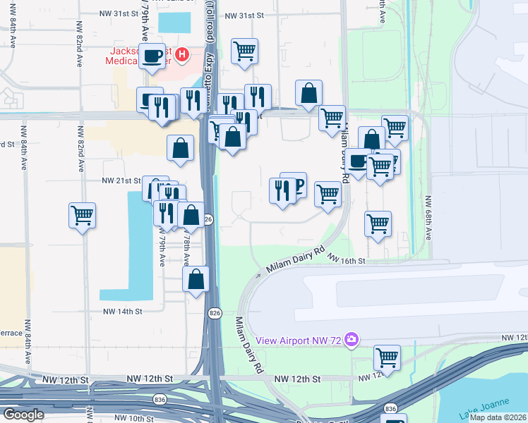 map of restaurants, bars, coffee shops, grocery stores, and more near in Miami