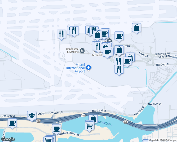 map of restaurants, bars, coffee shops, grocery stores, and more near 2100 Northwest 42nd Avenue in Miami