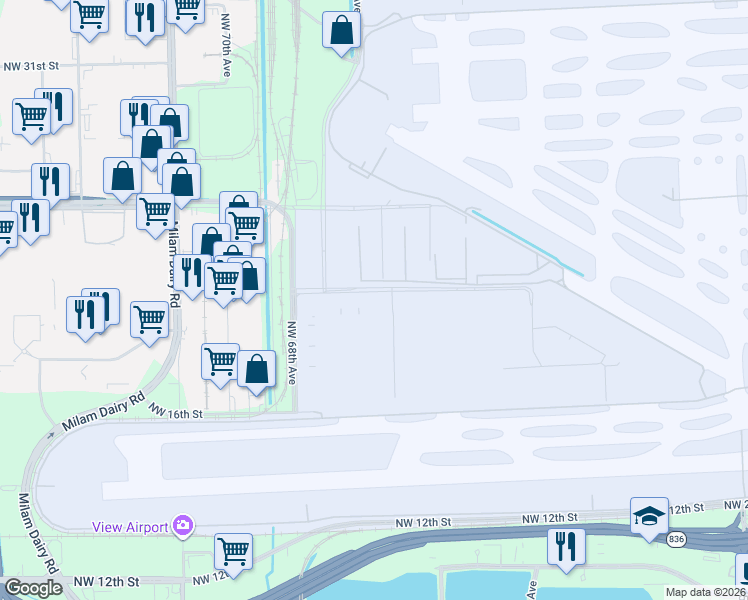 map of restaurants, bars, coffee shops, grocery stores, and more near 92 NW 22nd Street Rd in Miami
