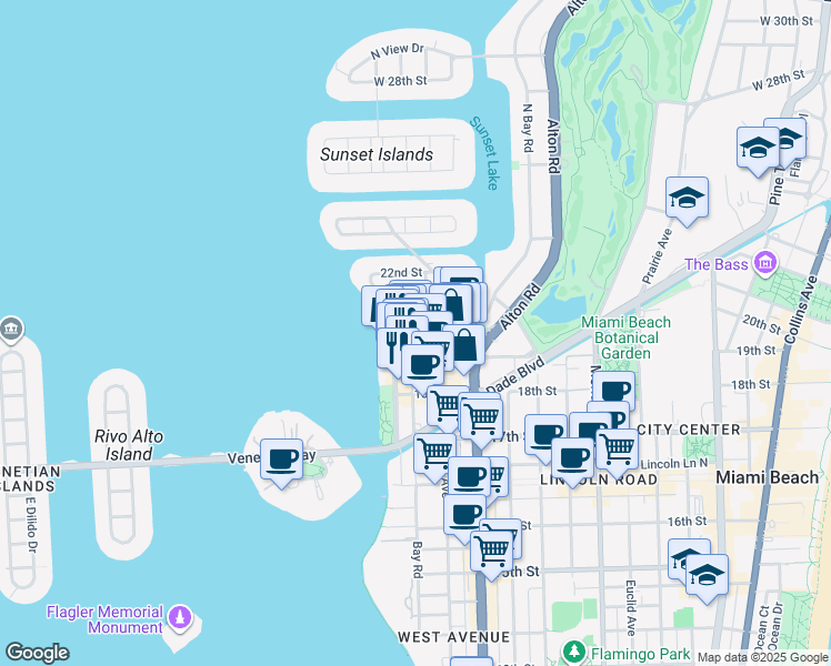 map of restaurants, bars, coffee shops, grocery stores, and more near 1418 20th Street in Miami Beach