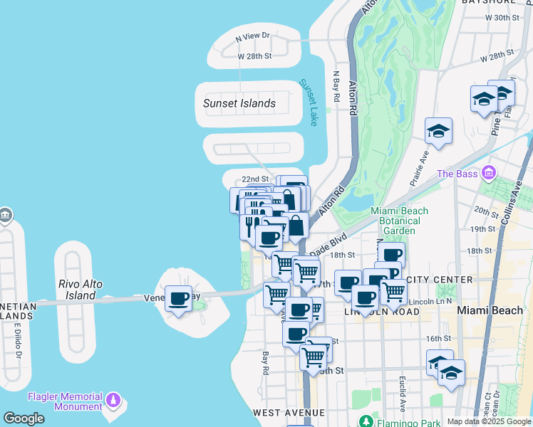 map of restaurants, bars, coffee shops, grocery stores, and more near 1418 20th Street in Miami Beach