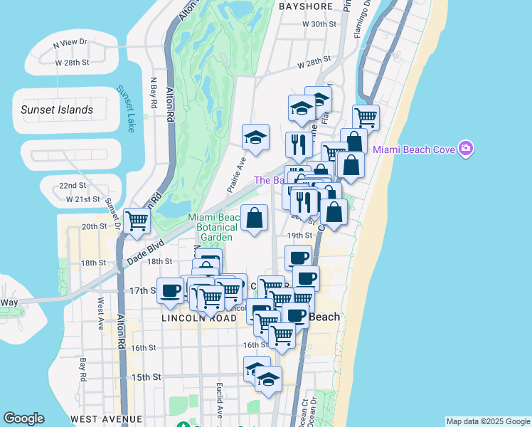 map of restaurants, bars, coffee shops, grocery stores, and more near 2080 South Ocean Drive in Hallandale Beach