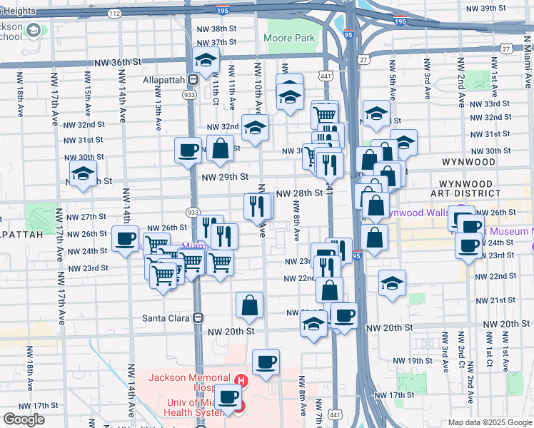 2625 Northwest 10th Avenue Miami Fl Walk Score Map Of Restaurants Bars Coffee S Grocery Ore Near 2625