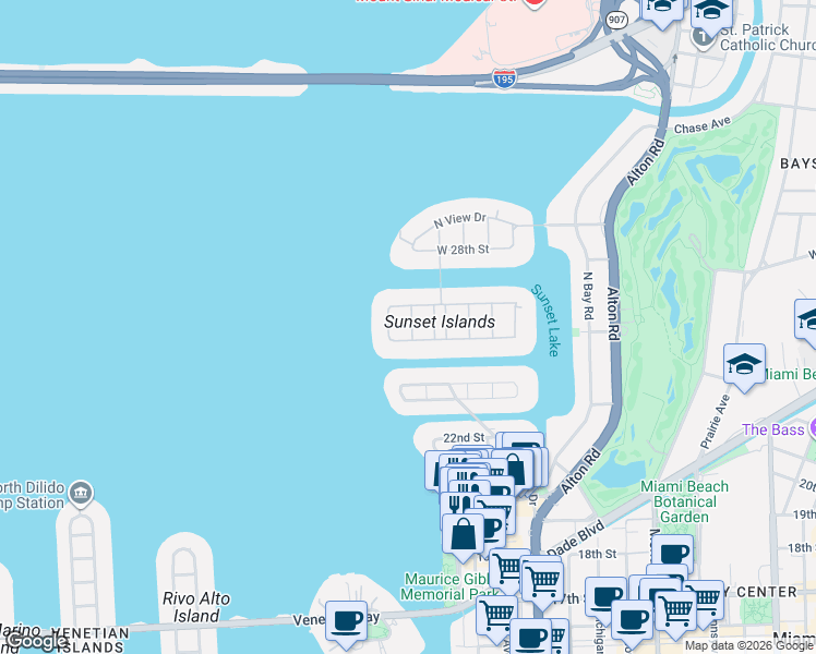 map of restaurants, bars, coffee shops, grocery stores, and more near 2520 Shelter Avenue in Miami Beach