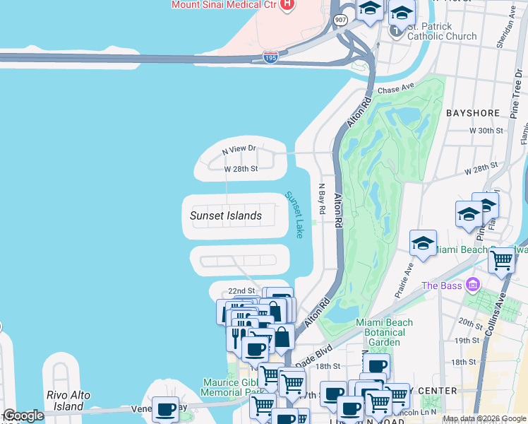 map of restaurants, bars, coffee shops, grocery stores, and more near 1515 West 25th Street in Miami Beach