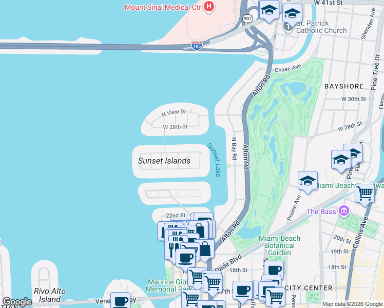 map of restaurants, bars, coffee shops, grocery stores, and more near 1525 West 27th Street in Miami Beach