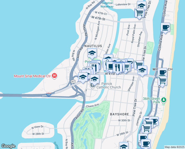 map of restaurants, bars, coffee shops, grocery stores, and more near 923 Florida 112 in Miami Beach