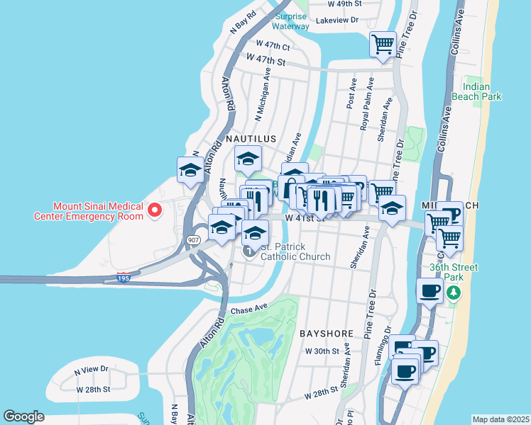 map of restaurants, bars, coffee shops, grocery stores, and more near 923 Florida 112 in Miami Beach