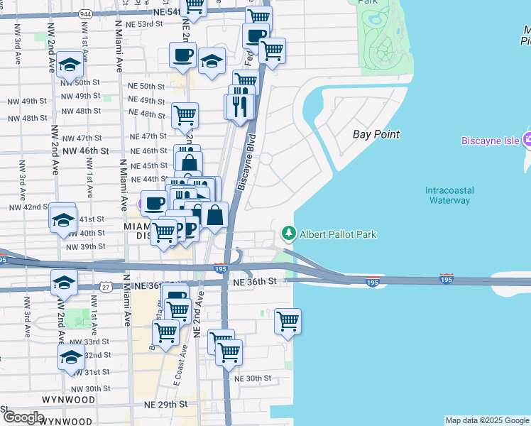 map of restaurants, bars, coffee shops, grocery stores, and more near 545 Sabal Palm Road in Miami
