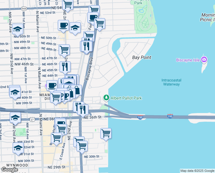 map of restaurants, bars, coffee shops, grocery stores, and more near 586 Sabal Palm Road in Miami