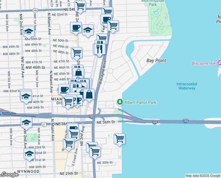 map of restaurants, bars, coffee shops, grocery stores, and more near 545 Sabal Palm Road in Miami