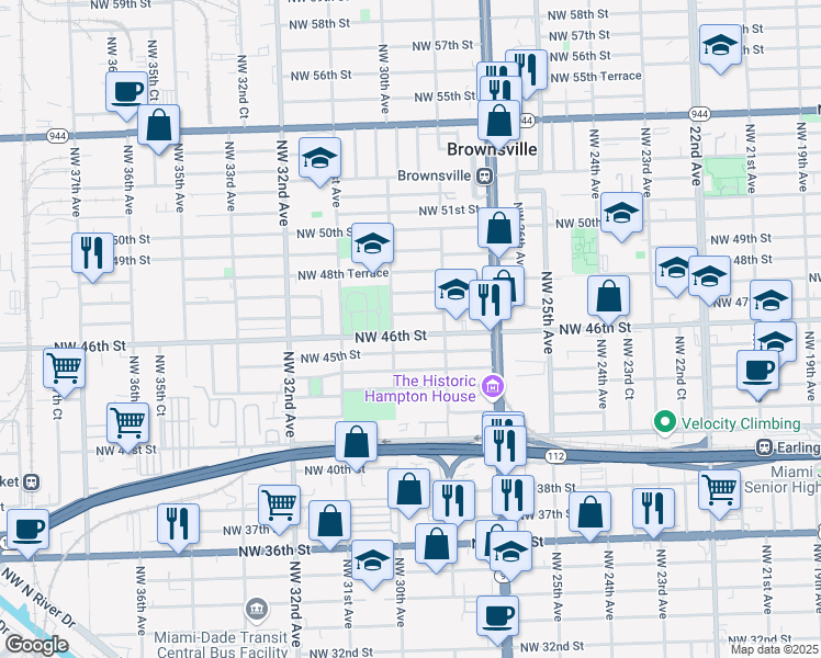 map of restaurants, bars, coffee shops, grocery stores, and more near 2951 Northwest 46th Street in Miami