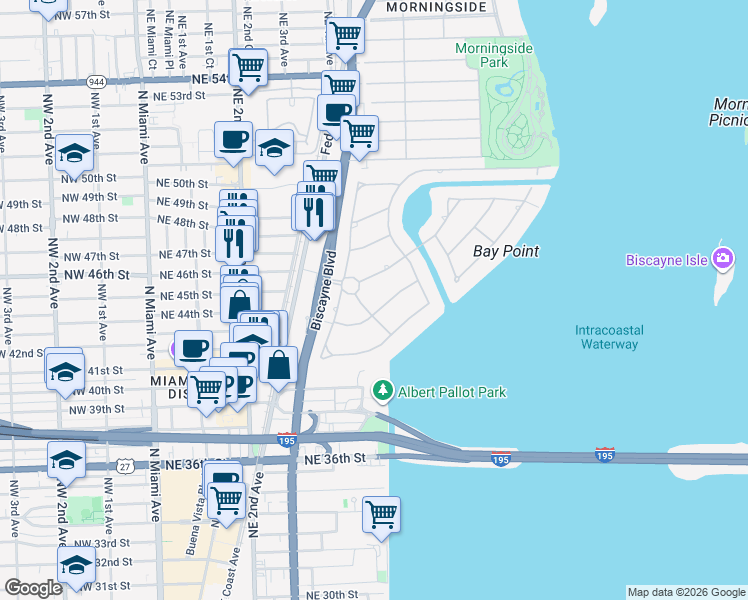 map of restaurants, bars, coffee shops, grocery stores, and more near 610 Melaleuca Lane in Miami