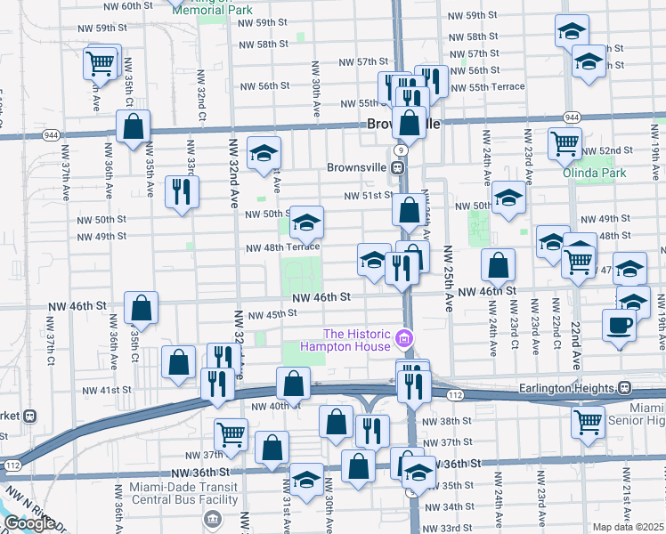 map of restaurants, bars, coffee shops, grocery stores, and more near 2963 Northwest 48th Street in Miami