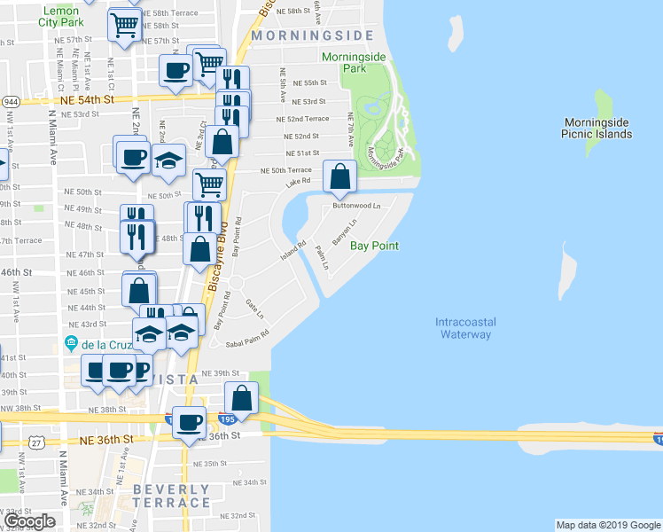 map of restaurants, bars, coffee shops, grocery stores, and more near 4350 Sabal Palm Road in Miami