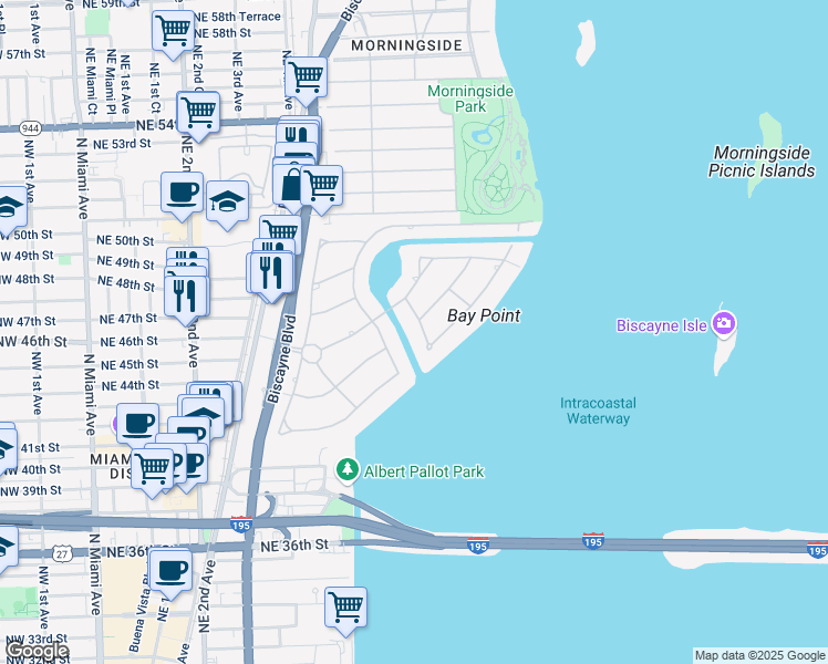 map of restaurants, bars, coffee shops, grocery stores, and more near 4350 Sabal Palm Road in Miami
