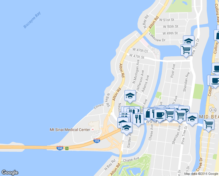 map of restaurants, bars, coffee shops, grocery stores, and more near in Miami Beach