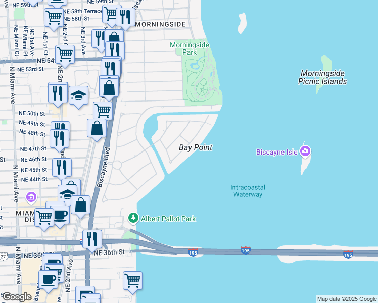 map of restaurants, bars, coffee shops, grocery stores, and more near 4425 Sabal Palm Road in Miami