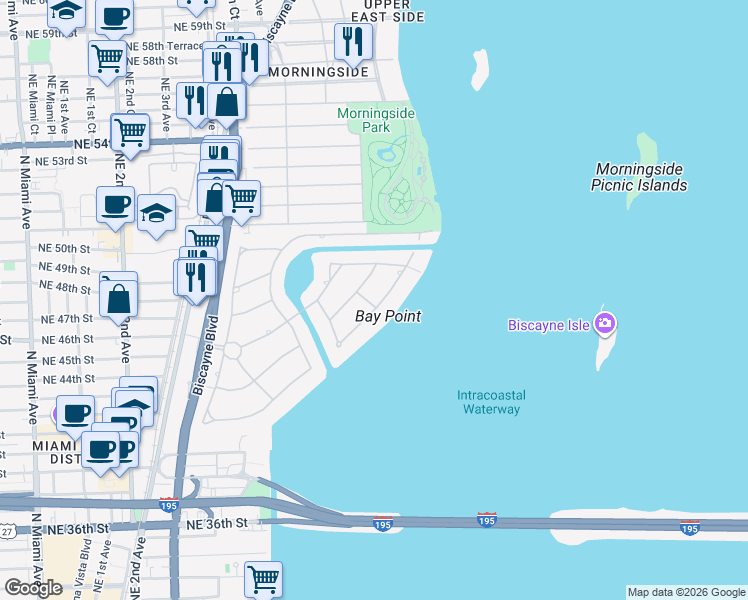 map of restaurants, bars, coffee shops, grocery stores, and more near 4460 Sabal Palm Road in Miami