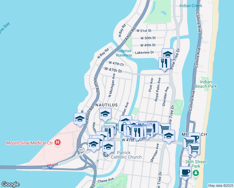 map of restaurants, bars, coffee shops, grocery stores, and more near 4515 Jefferson Avenue in Miami Beach