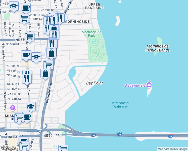 map of restaurants, bars, coffee shops, grocery stores, and more near 4460 Sabal Palm Road in Miami