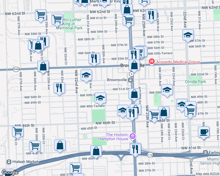 map of restaurants, bars, coffee shops, grocery stores, and more near 2969 NW 51st St in Miami