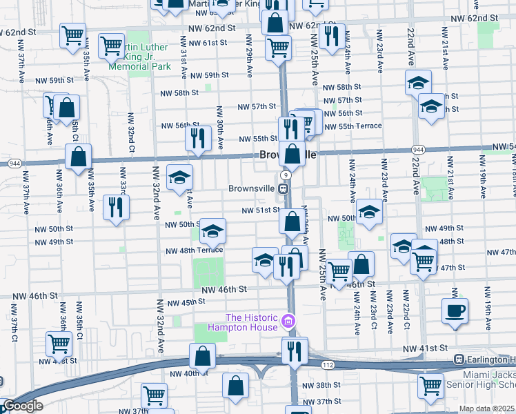 map of restaurants, bars, coffee shops, grocery stores, and more near 2791 Northwest 51st Street in Miami