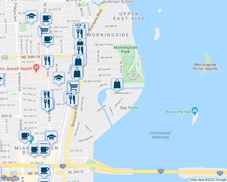 map of restaurants, bars, coffee shops, grocery stores, and more near 655 Buttonwood Lane in Miami