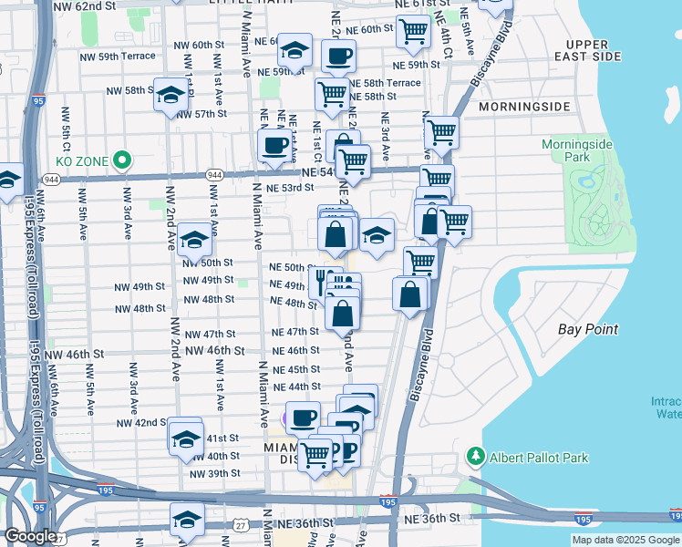 map of restaurants, bars, coffee shops, grocery stores, and more near 4940 Northeast 2nd Avenue in Miami