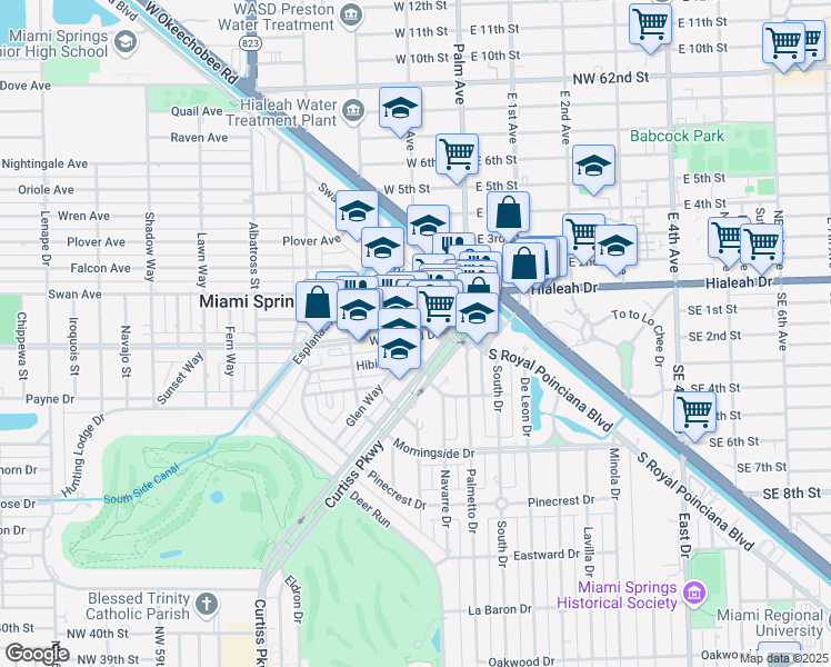 map of restaurants, bars, coffee shops, grocery stores, and more near in Miami