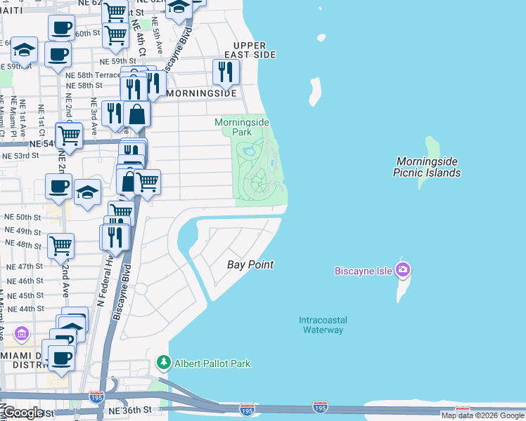 map of restaurants, bars, coffee shops, grocery stores, and more near 4600 Sabal Palm Road in Miami