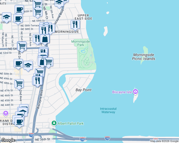 map of restaurants, bars, coffee shops, grocery stores, and more near 4600 Sabal Palm Road in Miami