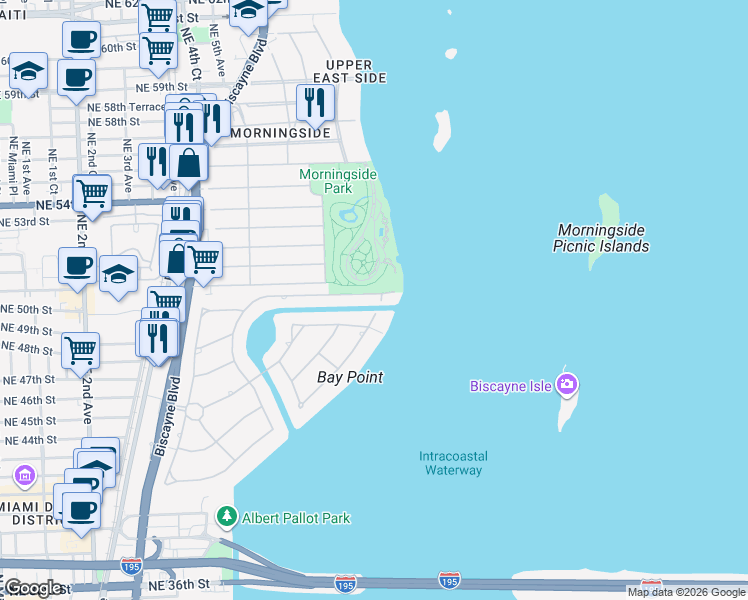 map of restaurants, bars, coffee shops, grocery stores, and more near 4600 Sabal Palm Road in Miami