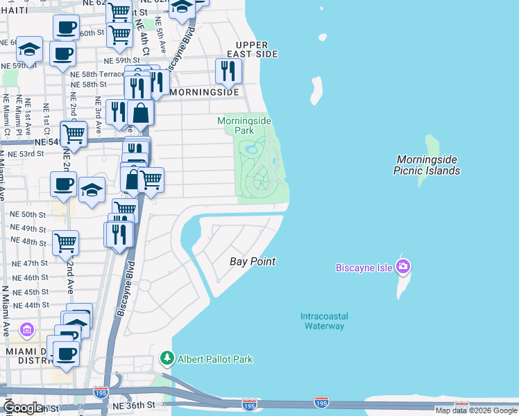 map of restaurants, bars, coffee shops, grocery stores, and more near 4600 Sabal Palm Road in Miami