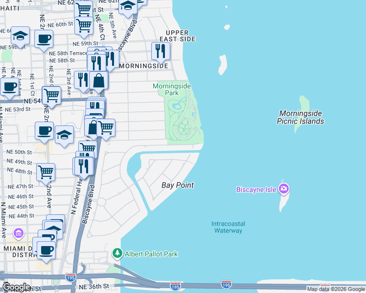 map of restaurants, bars, coffee shops, grocery stores, and more near 4600 Sabal Palm Road in Miami